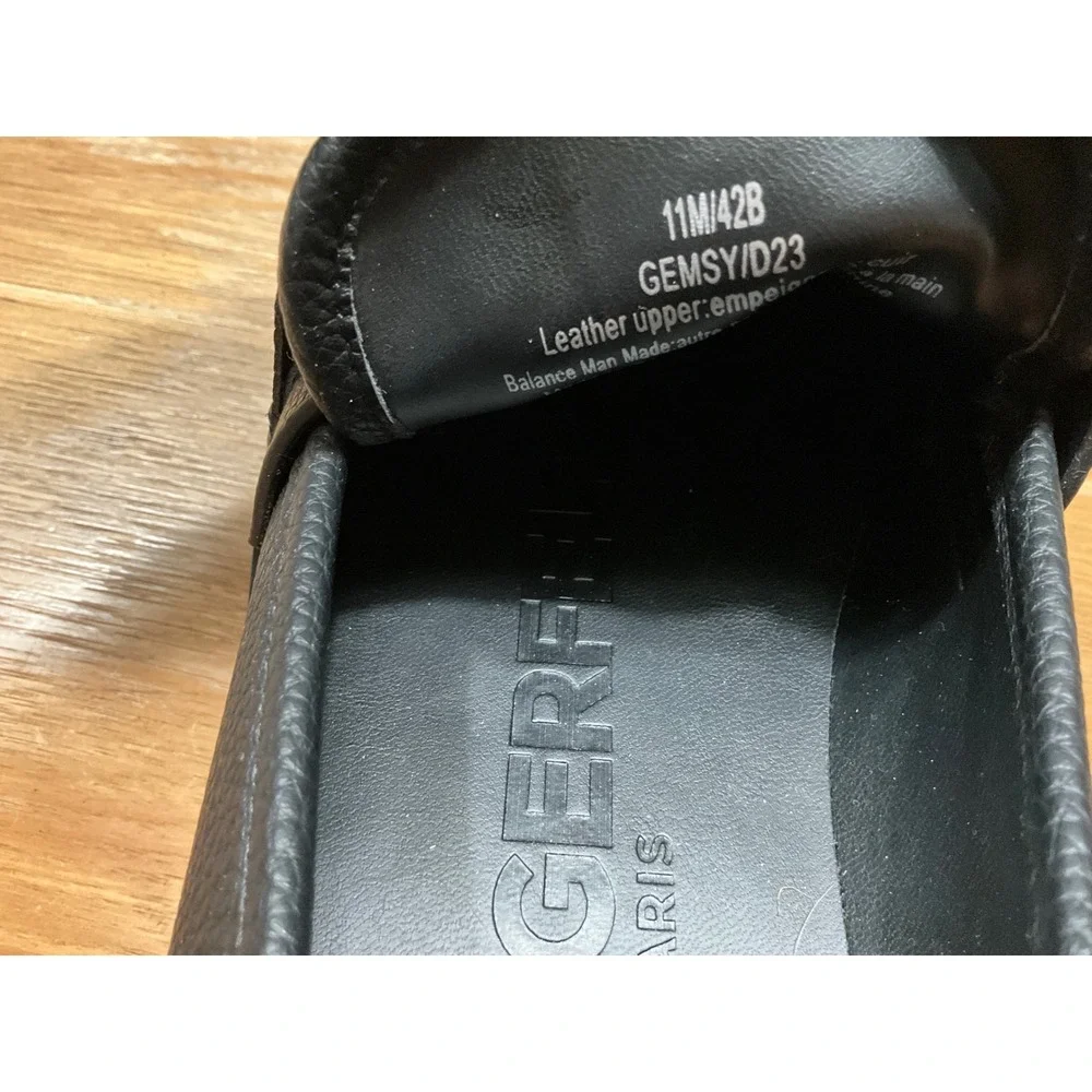 Karl Lagerfeld Paris Gemsy Black Leather Pearl Chain Lug Sole Loafers 11M 42B